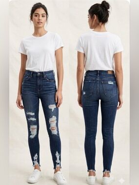 American Eagle Hi-Rise Distressed Jeggings Denim Jeans  – Size 4